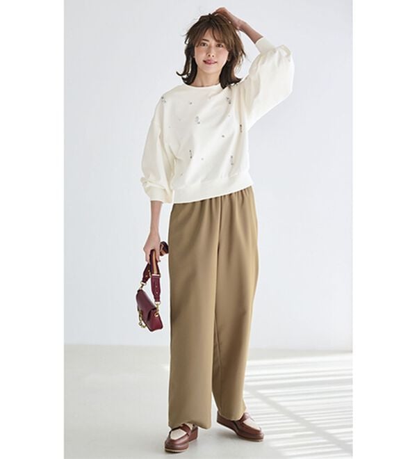 RANAN（ラナン）の「ウエストシャーリングギャザーパンツ（ワイドパンツ・ガウチョ）」｜詳細画像