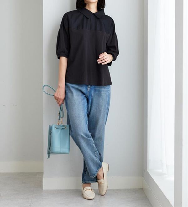 BELLUNA（ベルーナ）の「衿付き異素材切替プルオーバー（カットソー）」｜詳細画像