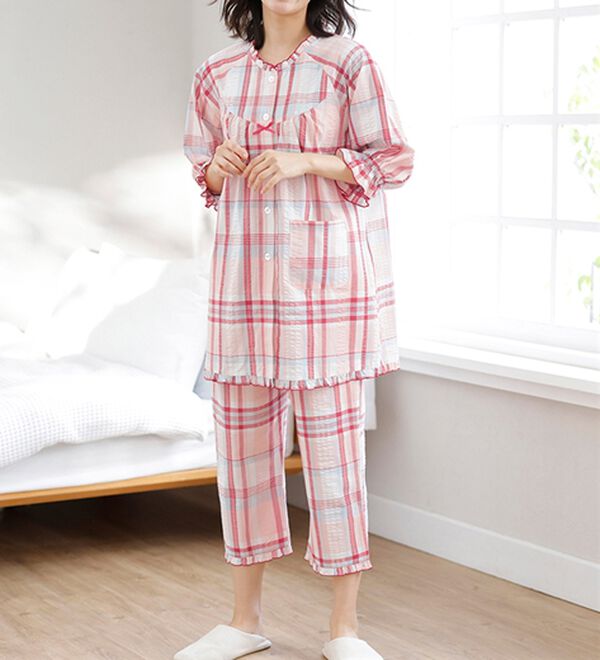 サラッと涼感、綿100％サッカーパジャマ - ベルーナ【公式】