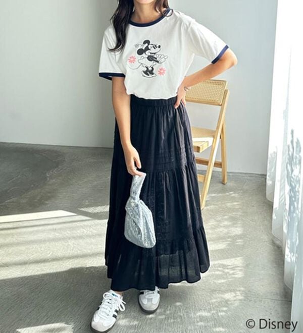 GeeRA（ジーラ）の「【Disney/ディズニー】別注/Mickey Mouse＆Minnie Mouse/リンガープリントTシャツ（カットソー）」｜詳細画像