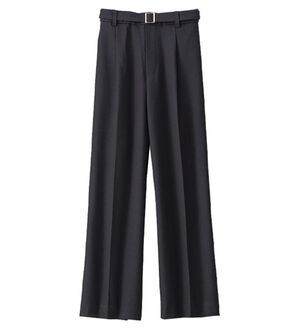 BELLUNA（ベルーナ）の「ストレッチ素材ベルト付ワイドパンツ（ワイドパンツ・ガウチョ）」｜黒