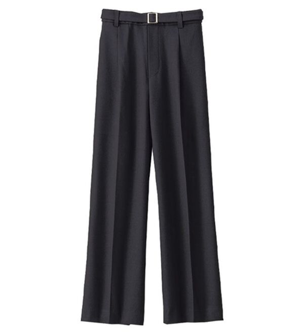BELLUNA（ベルーナ）の「ストレッチ素材ベルト付ワイドパンツ（ワイドパンツ・ガウチョ）」｜黒