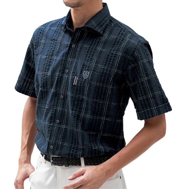 「＜ダンロップ・リファインド＞こだわりの絣チェック涼感シャツ（メンズシャツ）」｜詳細画像