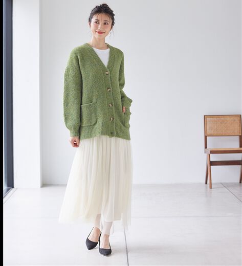 70s 80s ヴィンテージ ニット カーディガン グリーン ゆるダボセーター 70's Sears Knit Cardigan SIZE M 70年代 シアーズ アクリル