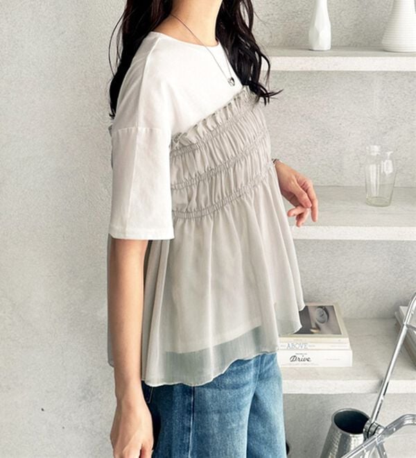 GeeRA（ジーラ）の「シアービスチェドッキングＴシャツ（カットソー）」｜詳細画像