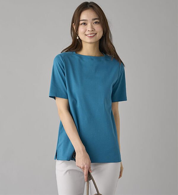 BELLUNA（ベルーナ）の「艶やか綿１００％シンプルプルオーバー（カットソー）」｜詳細画像