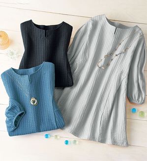 ルフラン（ルフラン）の「【３色組】【ヒヤロン】新ジャカードストライプチュニック（チュニック）」｜詳細画像