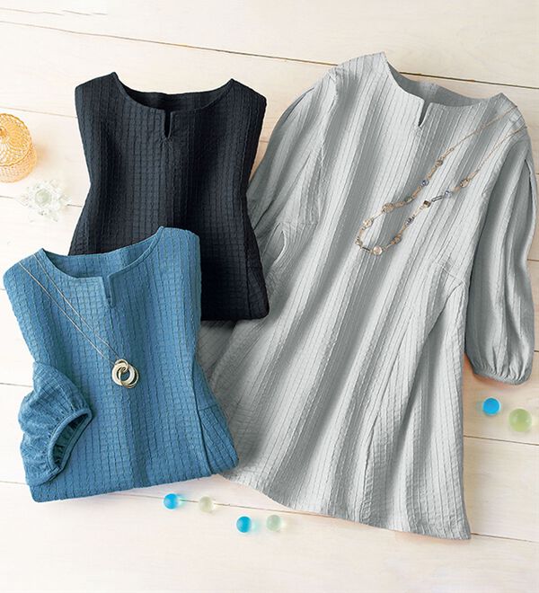 ルフラン（ルフラン）の「【３色組】【ヒヤロン】新ジャカードストライプチュニック（チュニック）」｜詳細画像