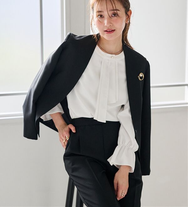 RANAN（ラナン）の「【選べる衿】洗える！多機能ベーシック２点セットスーツ（パンツスーツ）」｜詳細画像