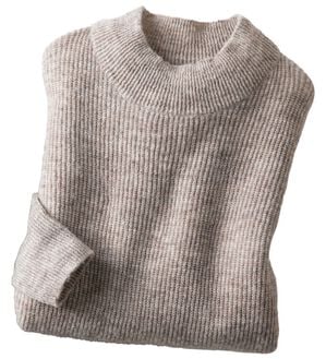 「カシミヤタッチ畦編セーター（メンズニット・セーター）」｜モカ