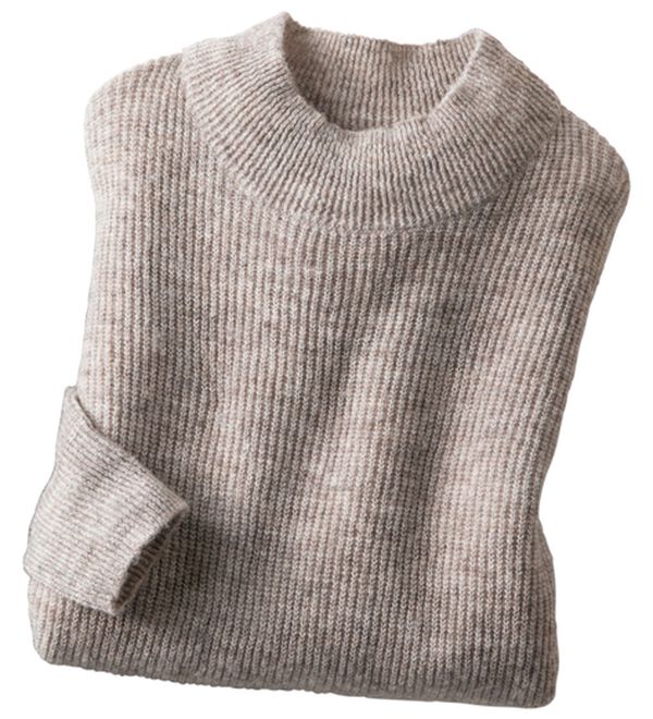 「カシミヤタッチ畦編セーター（メンズニット・セーター）」｜モカ