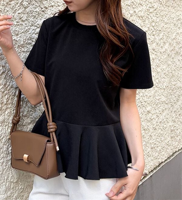 RANAN（ラナン）の「【ひんやり・ＵＶ】異素材切替ペプラムプルオーバー（カットソー）」｜詳細画像