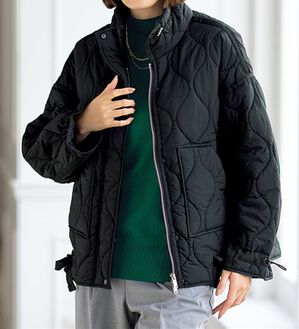 ルフラン（ルフラン）の「ライン使い中わたキルトジャケット＜カエリナ＞（ブルゾン）」｜黒