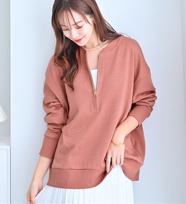 Viola e Viola（ヴィオラ エ ヴィオラ）の「抜け感！ハーフジップ大人スウェット（トレーナー・スウェット）」｜詳細画像