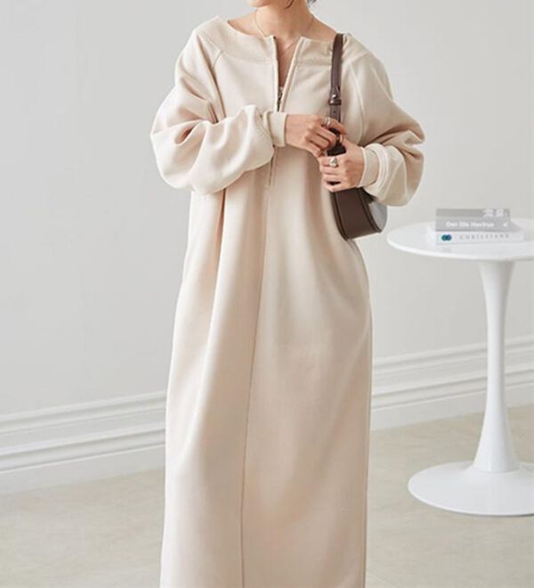 RANAN（ラナン）の「裏起毛ハーフジップワンピース（ロングワンピース）」｜詳細画像