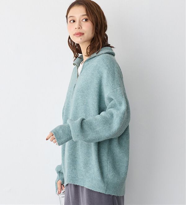 洗えるもちもち ハーフジップニット - ベルーナ【公式】