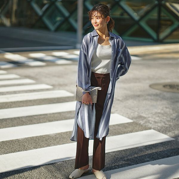 GeeRA（ジーラ）の「スリット入りロングシャツワンピース（シャツワンピース）」｜詳細画像