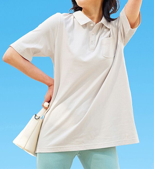 BELLUNA（ベルーナ）の「【ヒンヤリ機能付き＆綿１００％】サマ見えポロチュニック（チュニック）」｜詳細画像