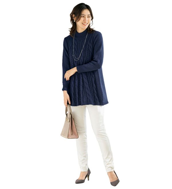 ルフラン（ルフラン）の「【２色組】すっきり見えの編地ニットチュニック（ニット・セーター）」｜詳細画像