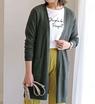 BELLUNA（ベルーナ）の「リブデザインロングカーディガン（ニットカーディガン）」