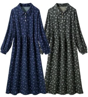 ルフラン（ルフラン）の「【２色組】小花柄衿付ロングワンピース（ロングワンピース）」｜2色組