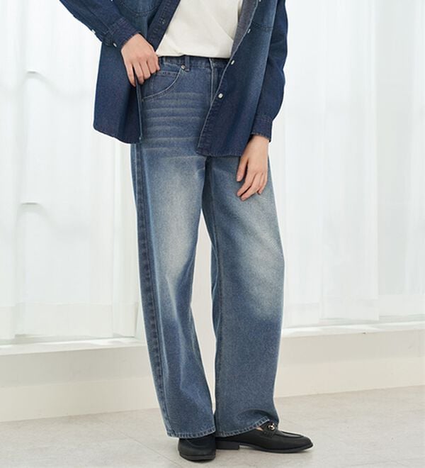 BELLUNA（ベルーナ）の「オシャレに見えるカーブデニムパンツ（ワイドパンツ・ガウチョ）」｜詳細画像
