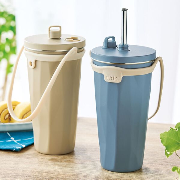 「トート　ストロー付２ｗａｙタンブラー４７０ｍｌ　２色組（その他キッチン用品）」｜詳細画像