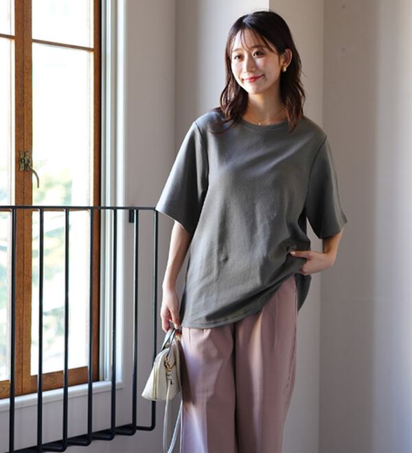 A HAPPY MARILYN（アハッピーマリリン）の「【Ｍ～８Ｌ】名品！「３つのシルエット」と「長袖／半袖」から選べる 綿混 ベーシック Ｔシャツ（Tシャツ）」｜詳細画像