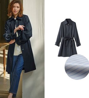 RANAN（ラナン）の「花粉対策！ステンカラーコート（ロングコート）」｜ネイビー