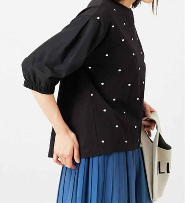 BELLUNA（ベルーナ）の「ドット刺しゅうデザイン袖切替プルオーバー（カットソー）」｜詳細画像