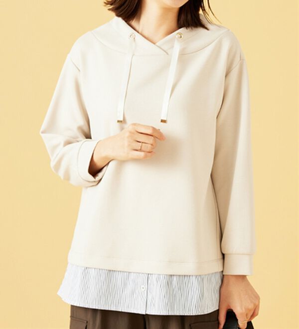 BELLUNA（ベルーナ）の「ワイドネックデザインシャツ切替チュニック（チュニック）」｜詳細画像