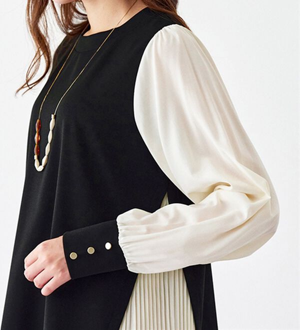 BELLUNA（ベルーナ）の「サイドプリーツ袖ボタン使いプルオーバー（カットソー）」｜詳細画像