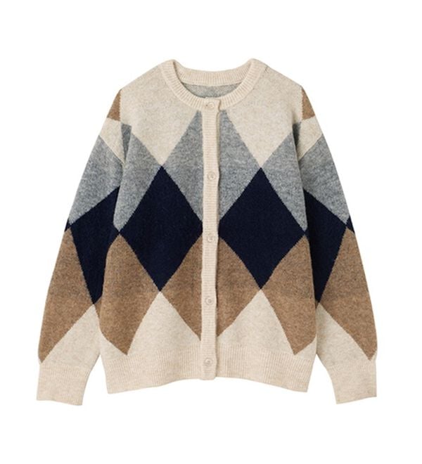 GeeRA（ジーラ）の「アーガイルシャギーニットカーディガン（ニットカーディガン）」｜詳細画像