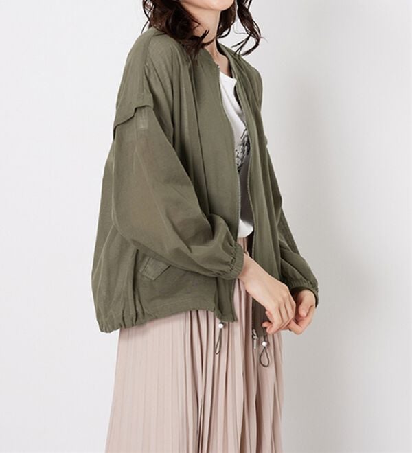 BELLUNA（ベルーナ）の「麻調素材リブ使いシアーブルゾンジャケット（ブルゾン）」｜詳細画像