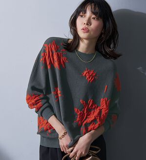 BELLUNA（ベルーナ）の「大人のゆるっと花柄ジャカードニットプルオーバー（ニット・セーター）」｜詳細画像