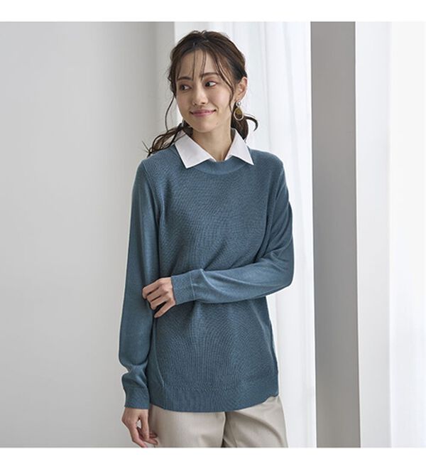 BELLUNA（ベルーナ）の「重ね衿付！細見えニットプルオーバー（ニット・セーター）」｜詳細画像