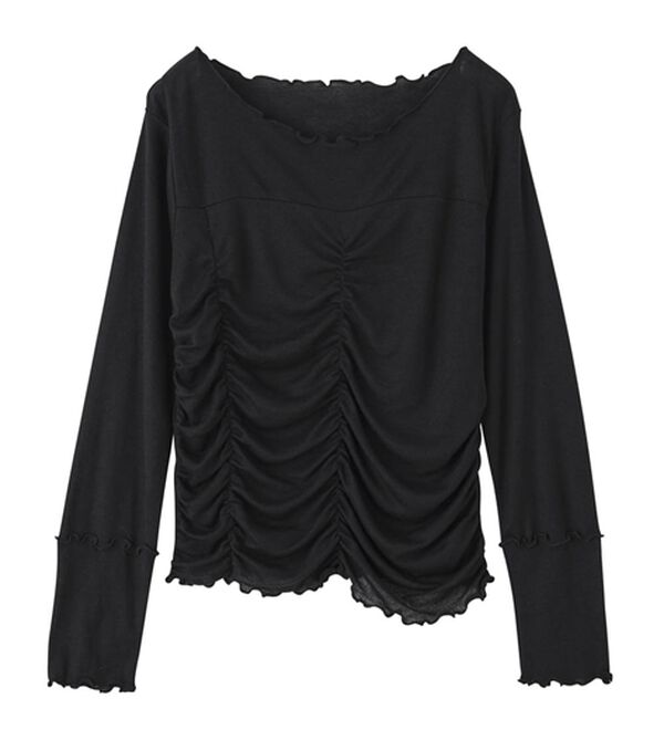 RANAN（ラナン）の「ギャザーデザインシアーTシャツ（Tシャツ）」｜詳細画像