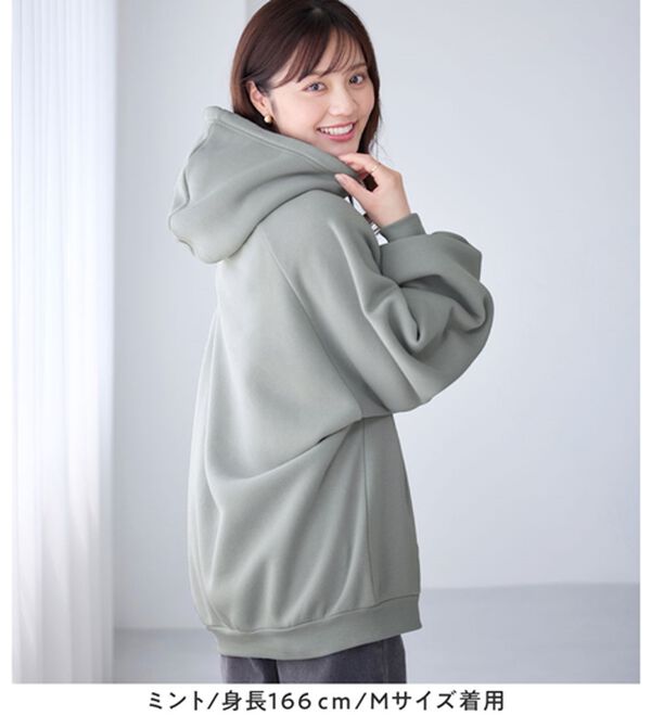 alotta（アロッタ）の「あったか裏起毛パフ袖ゆったりパーカー（パーカー）」｜詳細画像