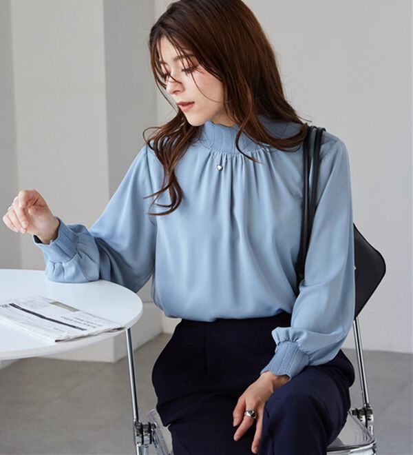 RANAN（ラナン）の「スカラップリブニット使いブラウス（ブラウス）」｜詳細画像