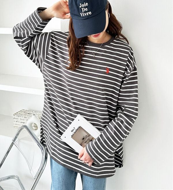 GeeRA（ジーラ）の「【Ｕ．Ｓ．ＰＯＬＯ ＡＳＳＮ】オーバーサイズ刺しゅうロンＴ（カットソー）」｜詳細画像