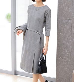 GeeRA（ジーラ）の「洗える！ストレッチカセットスーツ（その他ワンピース）」｜ワンピース/グレーチェック