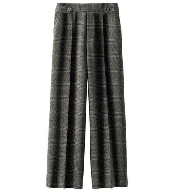 BELLUNA（ベルーナ）の「サマ見え（Ｗ）ストレッチ素材タブ使いワイドパンツ（ワイドパンツ・ガウチョ）」｜詳細画像