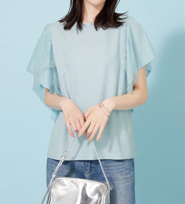 BELLUNA（ベルーナ）の「チュール使いフリル袖プルオーバー（カットソー）」｜詳細画像