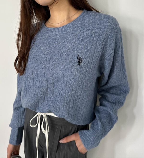 RANAN（ラナン）の「＜U.S.POLO ASSN.ユーエスポロアッスン＞ ワンポイントケーブルニット（ニット・セーター）」｜詳細画像