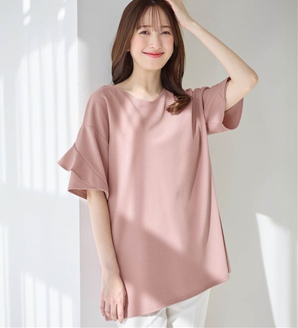 alotta（アロッタ）の「【４つの機能付】ひんやりフリル袖Ｔシャツチュニック（チュニック）」｜詳細画像