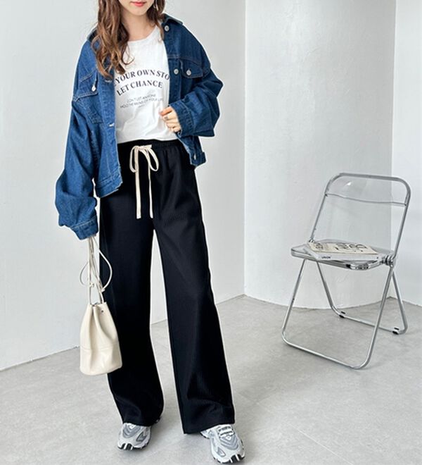 GeeRA（ジーラ）の「ふわふわあったか！裏起毛リブワイドパンツ（フルレングスパンツ）」｜詳細画像