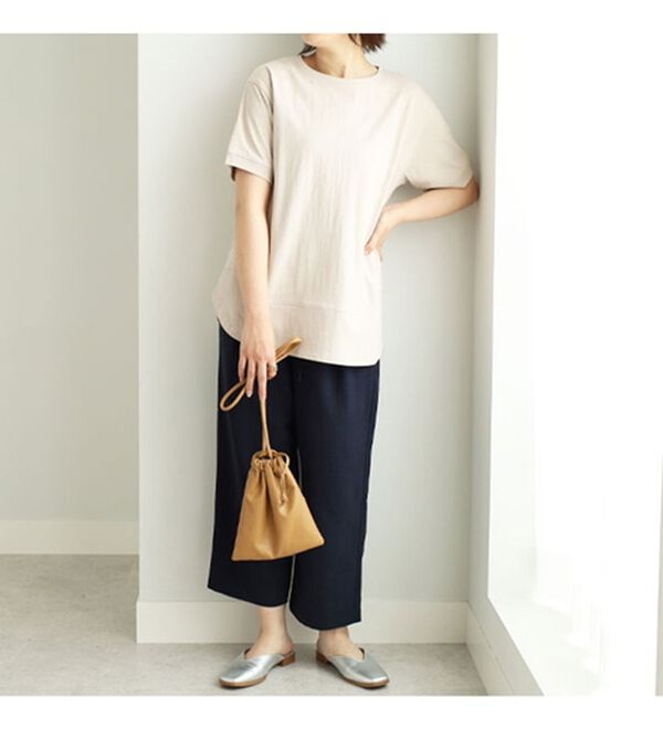 BELLUNA（ベルーナ）の「麻調合繊ボタン使いワイドパンツ（ワイドパンツ・ガウチョ）」｜詳細画像