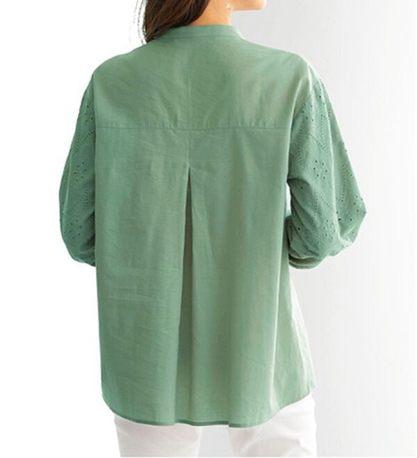 BELLUNA（ベルーナ）の「綿１００％レース切替デザインブラウス（ブラウス）」｜詳細画像