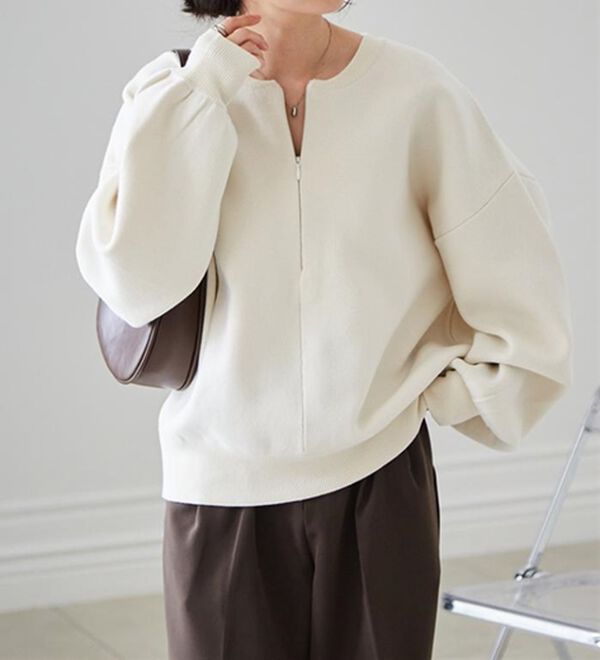 RANAN（ラナン）の「ハーフジップスウェットライクニット（ニット・セーター）」｜詳細画像