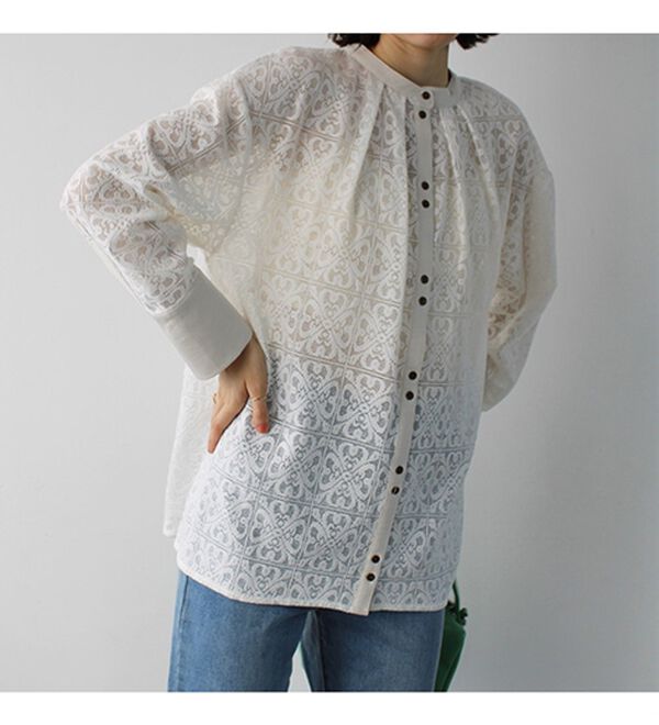 GeeRA（ジーラ）の「前後２ＷＡＹブロック柄レースシャツ（シャツ）」｜詳細画像